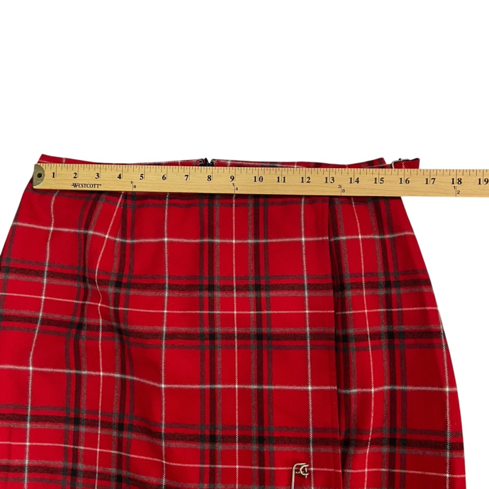 Crazy Horse Plaid Long Red Black Lightweight Maxi Skirt - Women’s 10 - Picture 2 of 9